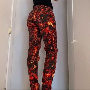 Regular Fit Flame Patterned Jeans